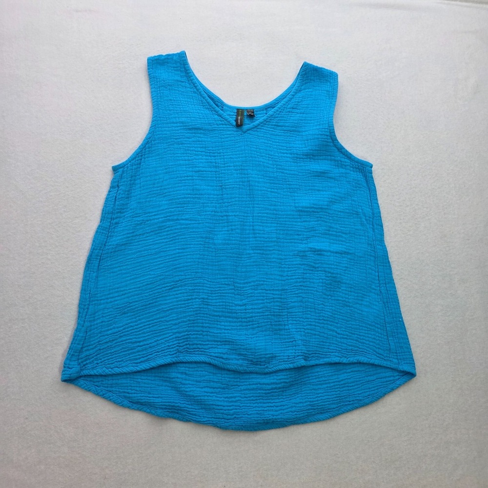 Shannon Passero Womens S Blue High-Low V NeckTextured Sleeveless Tank Beach